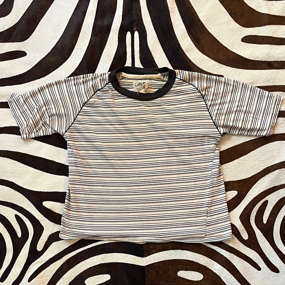 Camp Collection Women's Black and White Striped Short Sleeve Tee